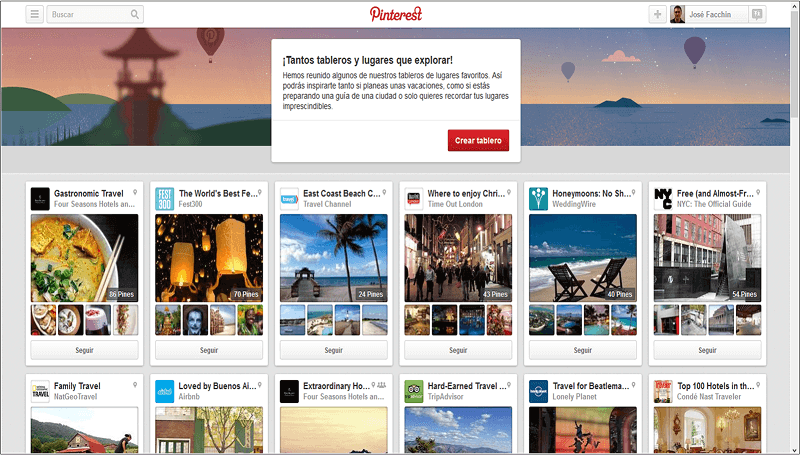 ¡Tantos tableros y lugares que explorar en Pinterest!