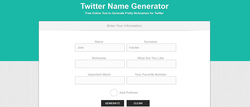 Twitter Name Generator - Herramientas Para Generar Nombres Para Twitter