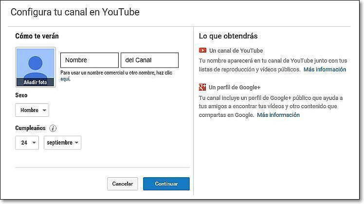 Configura tu canal en Youtube