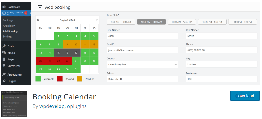 Booking Calendar, Pluging De Reservas Para Wordpress