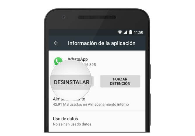 Primer Paso: Desinstalar Whatsapp
