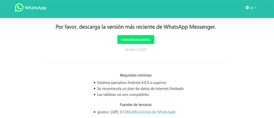 Descargar WhatsApp messenger para Tablet