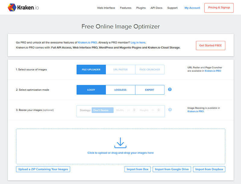 Kraken.io - Free Online Image Optimizer, Free Tools To Compress Or Resize Photos Without Losing Image Quality