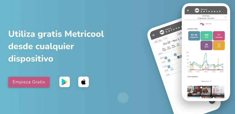App de Metricool en el móvil 