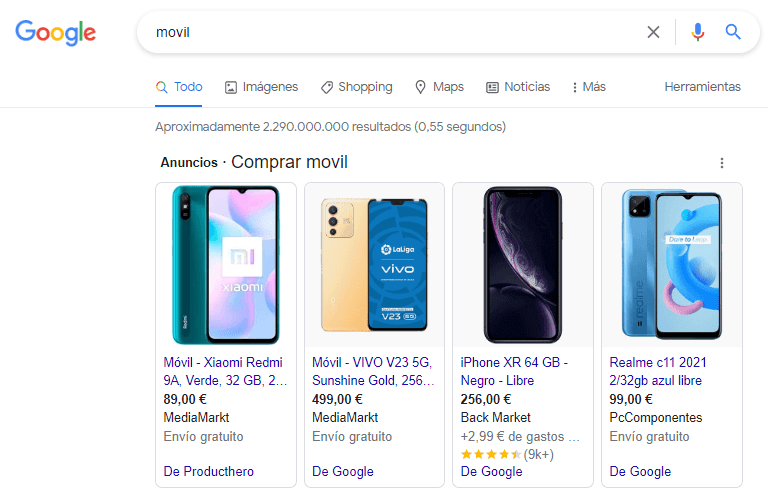 Vista De Google Shopping