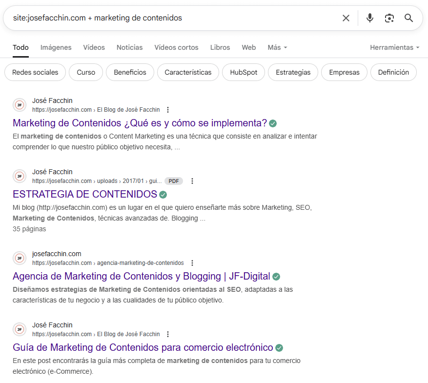 Comando site para contenido duplicado