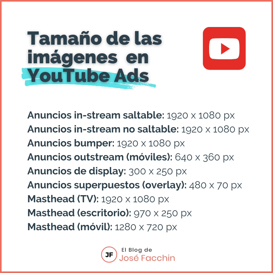 Tamaño imágenes para YouTube Ads