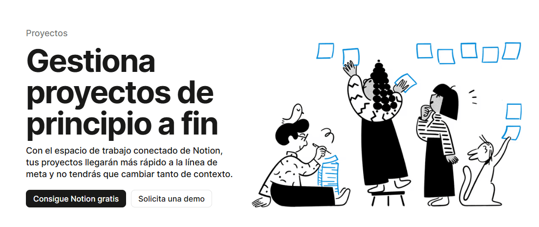 Ejemplo herramienta gestión de proyectos Notion