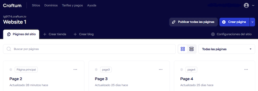 Configura el dominio web