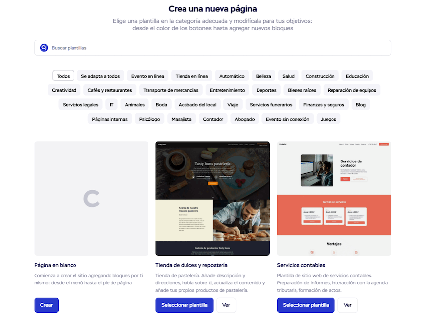 Elige una plantilla en Craftum